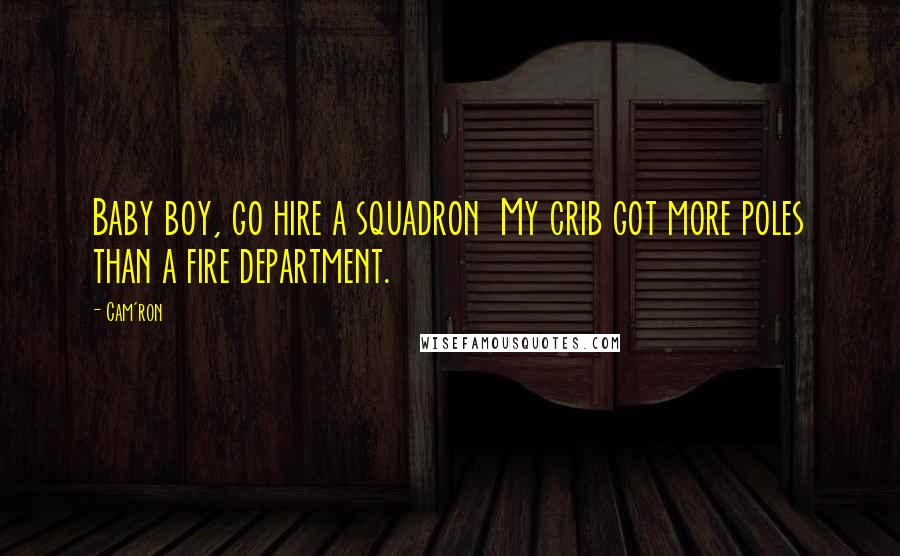 Cam'ron Quotes: Baby boy, go hire a squadron  My crib got more poles than a fire department.