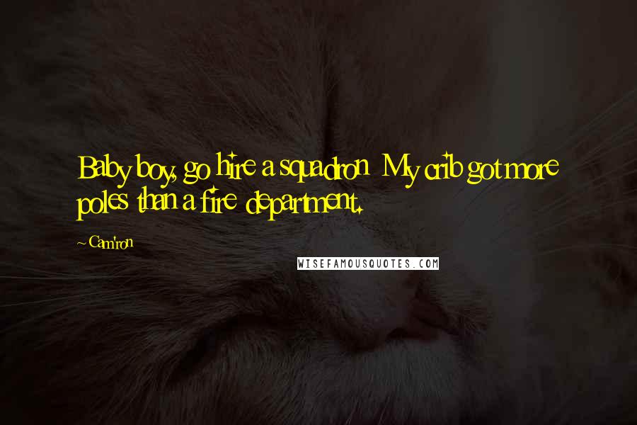 Cam'ron Quotes: Baby boy, go hire a squadron  My crib got more poles than a fire department.
