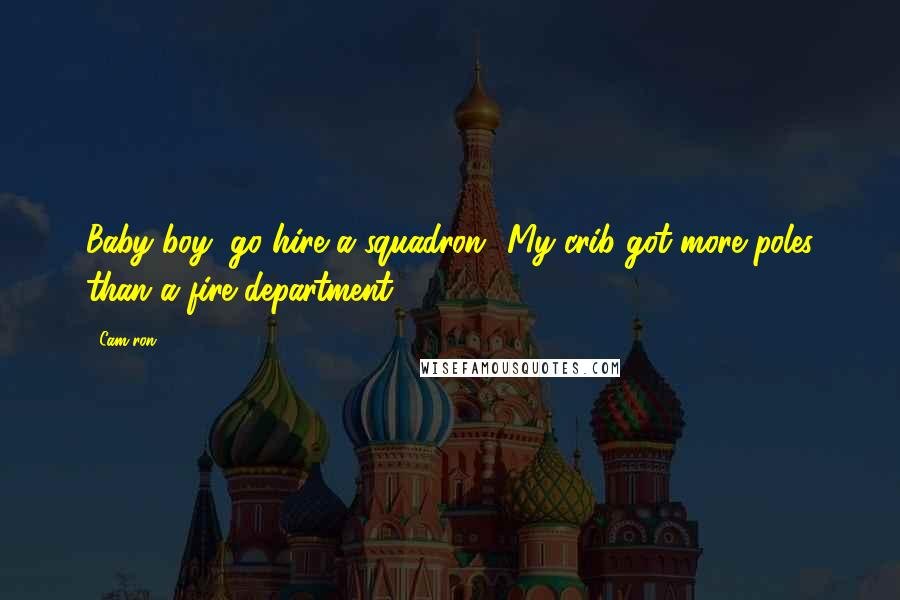 Cam'ron Quotes: Baby boy, go hire a squadron  My crib got more poles than a fire department.