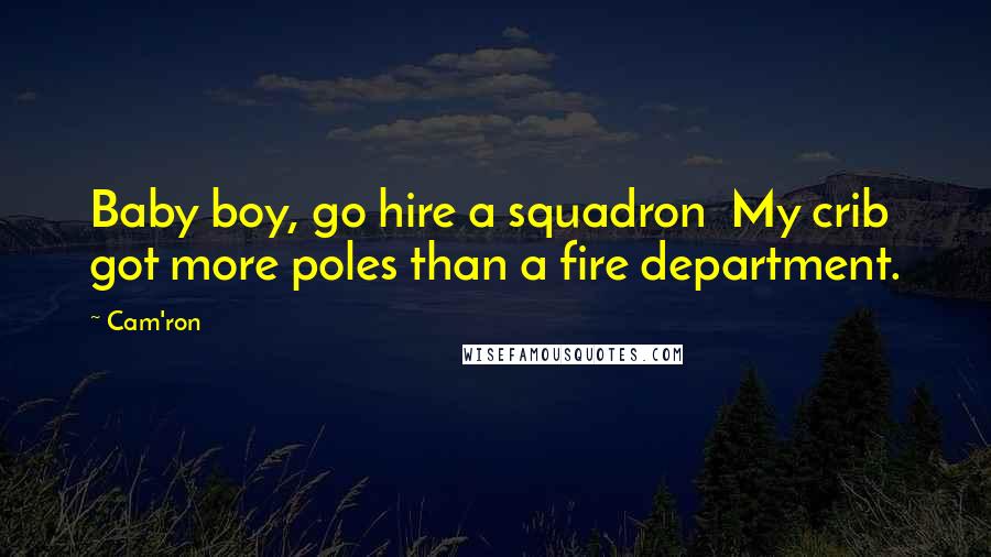 Cam'ron Quotes: Baby boy, go hire a squadron  My crib got more poles than a fire department.