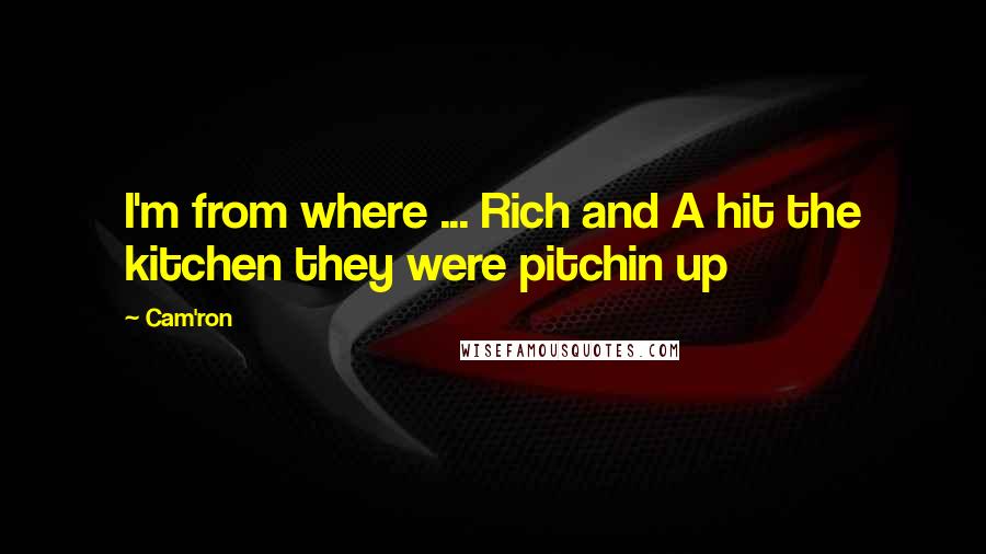 Cam'ron Quotes: I'm from where ... Rich and A hit the kitchen they were pitchin up