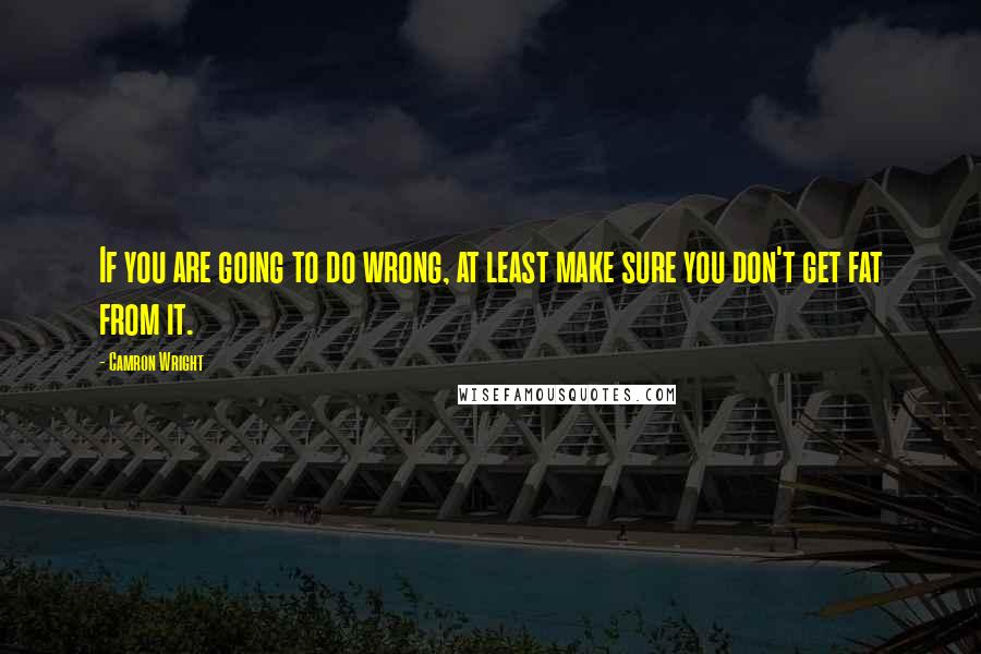 Camron Wright Quotes: If you are going to do wrong, at least make sure you don't get fat from it.