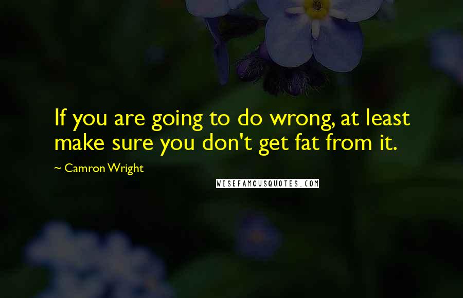 Camron Wright Quotes: If you are going to do wrong, at least make sure you don't get fat from it.
