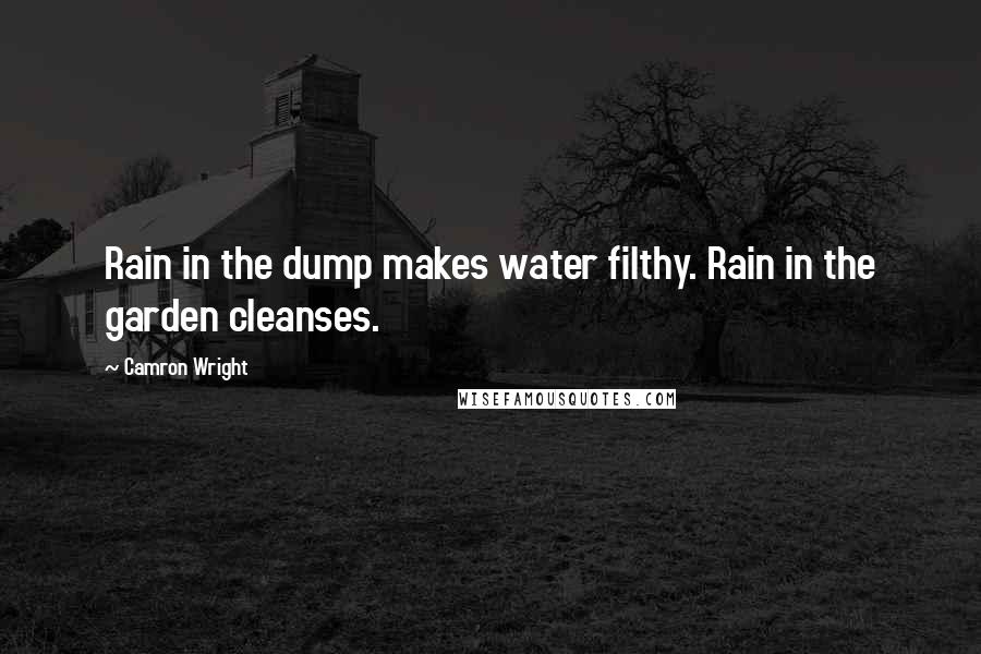 Camron Wright Quotes: Rain in the dump makes water filthy. Rain in the garden cleanses.