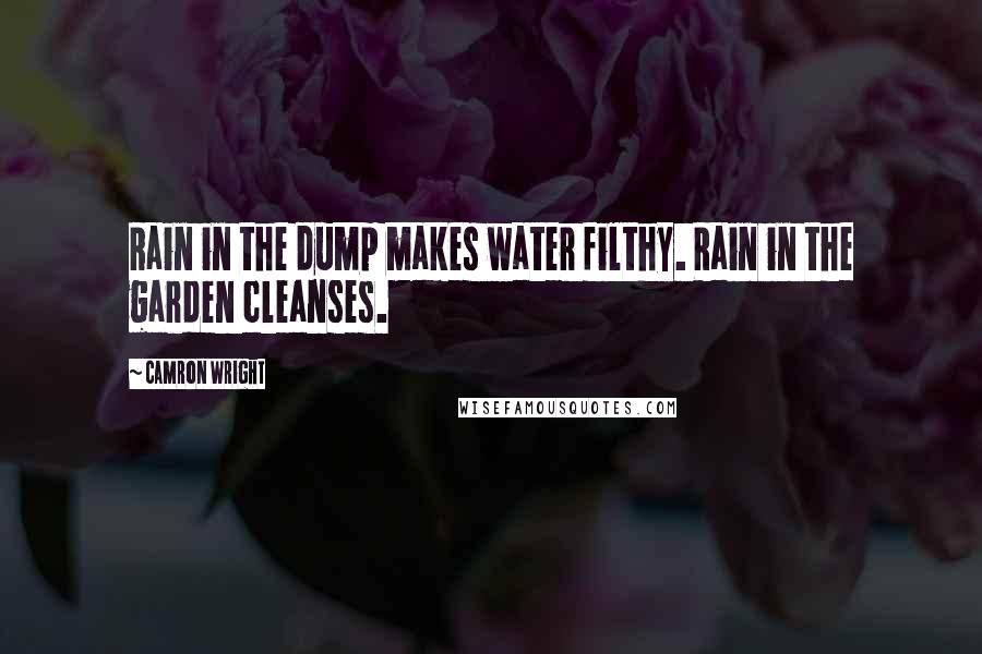 Camron Wright Quotes: Rain in the dump makes water filthy. Rain in the garden cleanses.