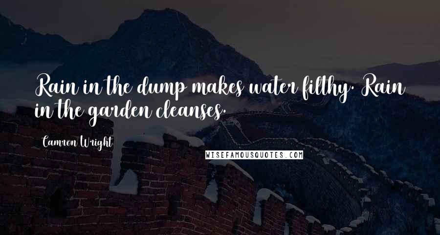 Camron Wright Quotes: Rain in the dump makes water filthy. Rain in the garden cleanses.