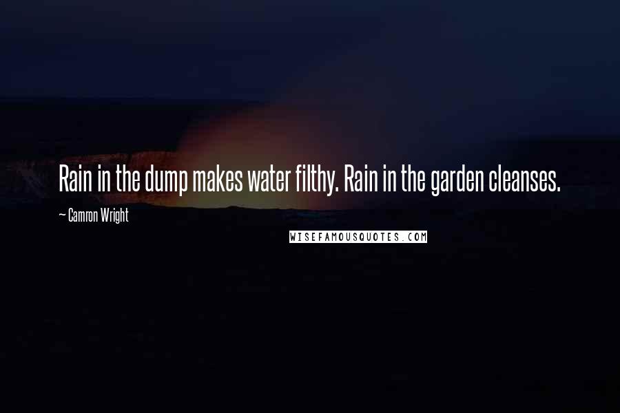 Camron Wright Quotes: Rain in the dump makes water filthy. Rain in the garden cleanses.