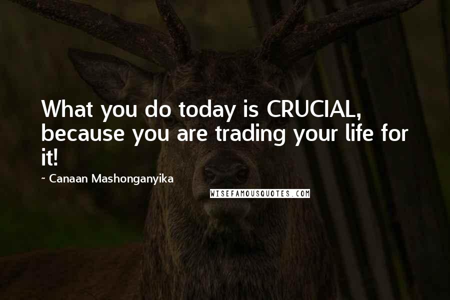 Canaan Mashonganyika Quotes: What you do today is CRUCIAL, because you are trading your life for it!