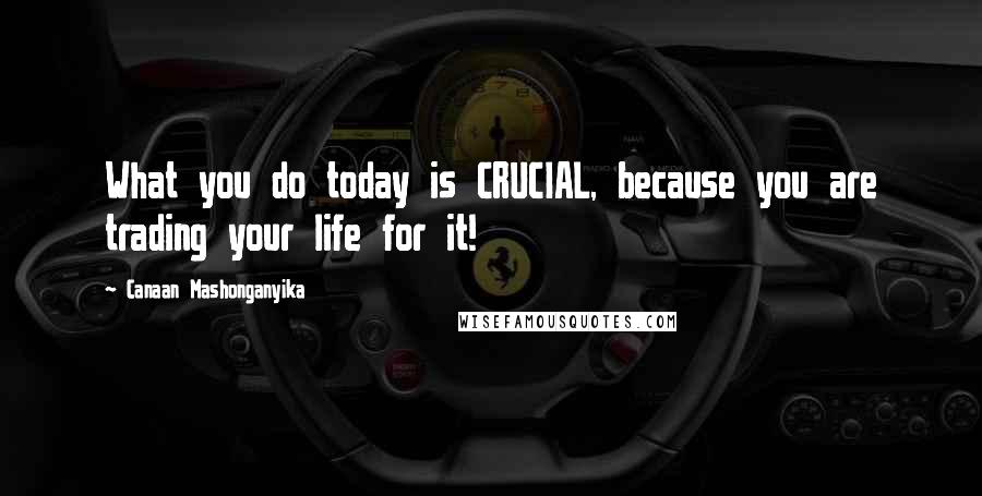 Canaan Mashonganyika Quotes: What you do today is CRUCIAL, because you are trading your life for it!