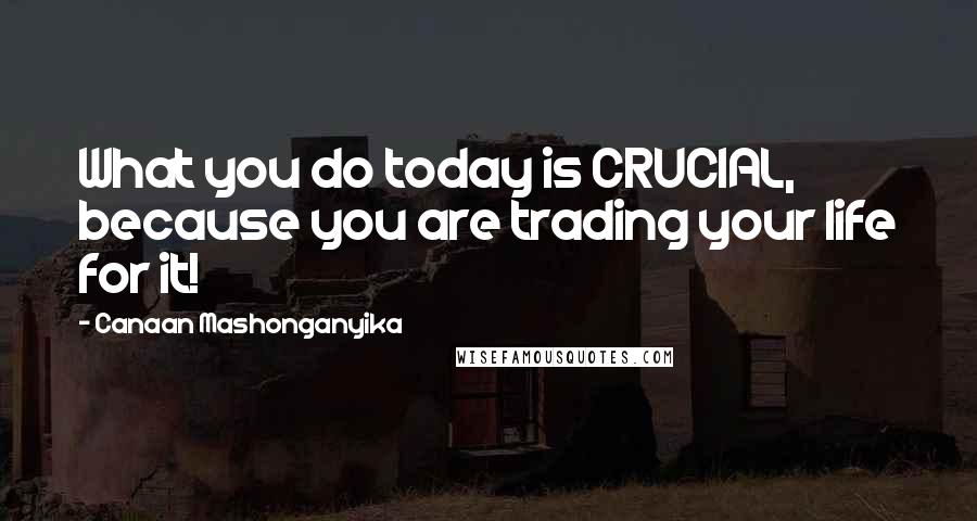 Canaan Mashonganyika Quotes: What you do today is CRUCIAL, because you are trading your life for it!