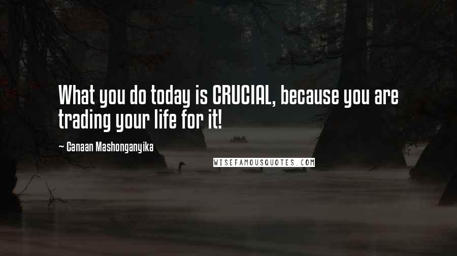 Canaan Mashonganyika Quotes: What you do today is CRUCIAL, because you are trading your life for it!