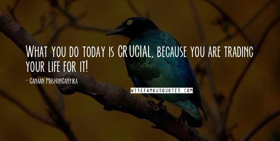 Canaan Mashonganyika Quotes: What you do today is CRUCIAL, because you are trading your life for it!