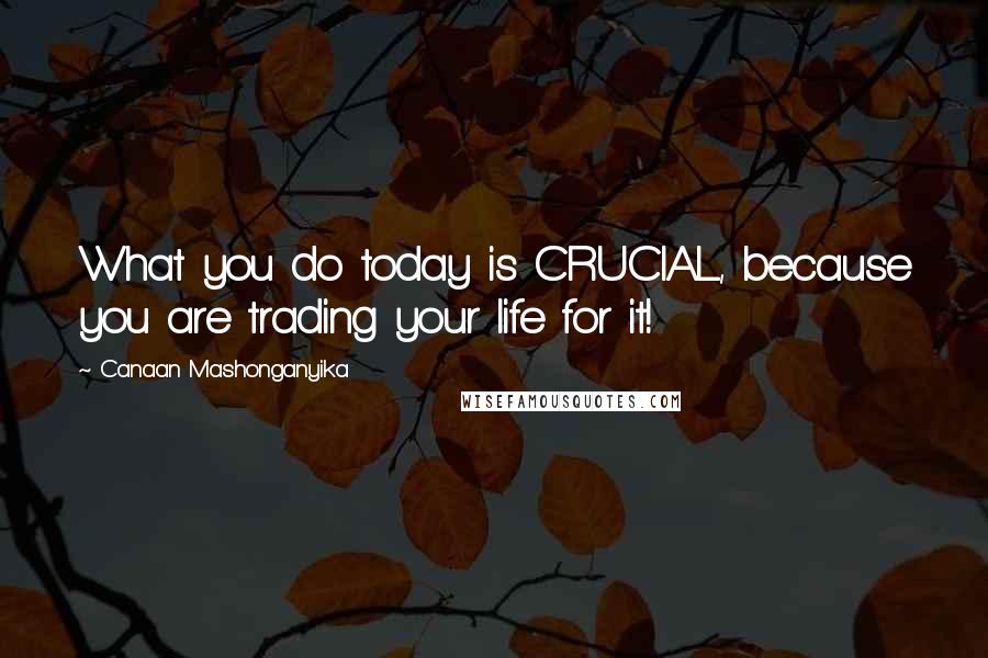 Canaan Mashonganyika Quotes: What you do today is CRUCIAL, because you are trading your life for it!