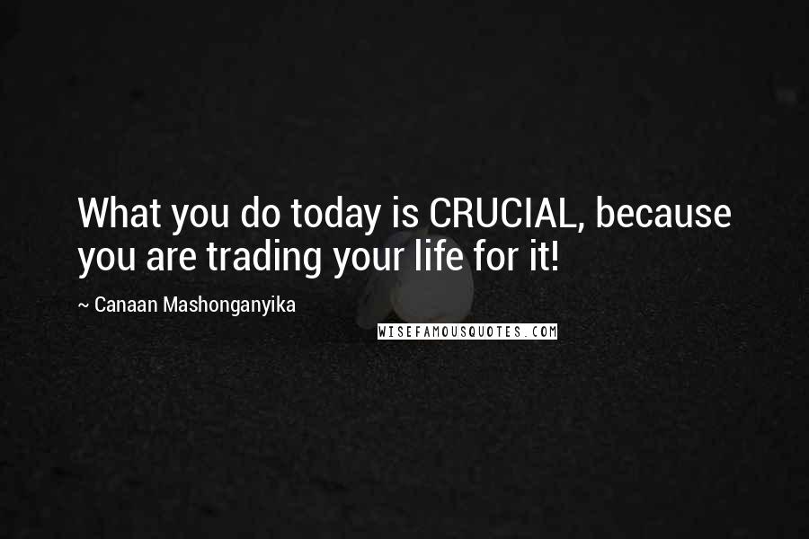 Canaan Mashonganyika Quotes: What you do today is CRUCIAL, because you are trading your life for it!