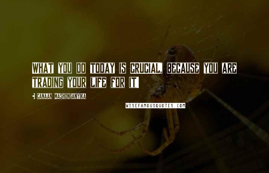 Canaan Mashonganyika Quotes: What you do today is CRUCIAL, because you are trading your life for it!