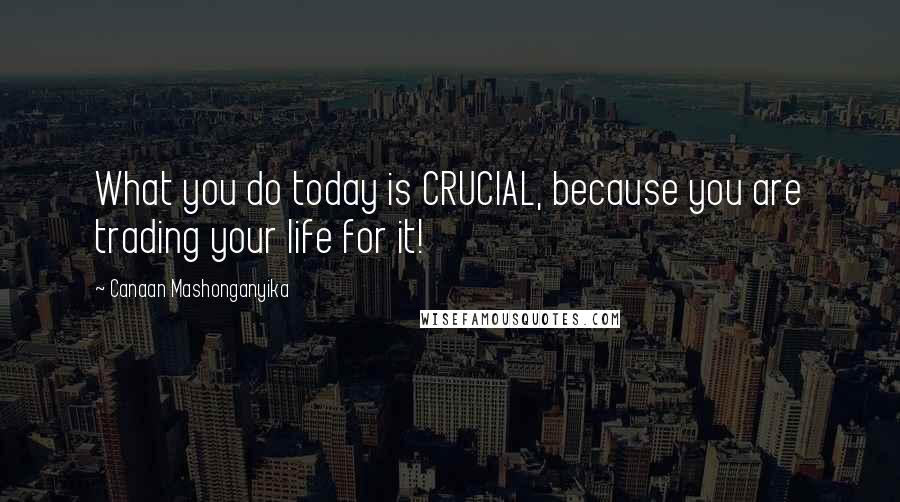 Canaan Mashonganyika Quotes: What you do today is CRUCIAL, because you are trading your life for it!