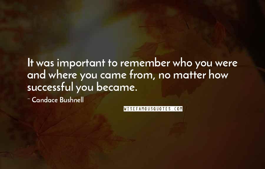 Candace Bushnell Quotes: It was important to remember who you were and where you came from, no matter how successful you became.