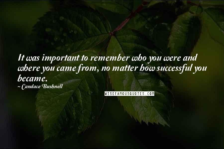 Candace Bushnell Quotes: It was important to remember who you were and where you came from, no matter how successful you became.