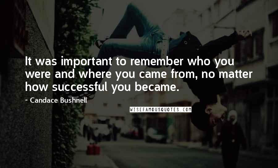 Candace Bushnell Quotes: It was important to remember who you were and where you came from, no matter how successful you became.