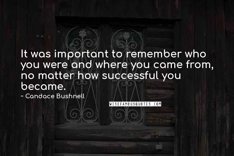 Candace Bushnell Quotes: It was important to remember who you were and where you came from, no matter how successful you became.