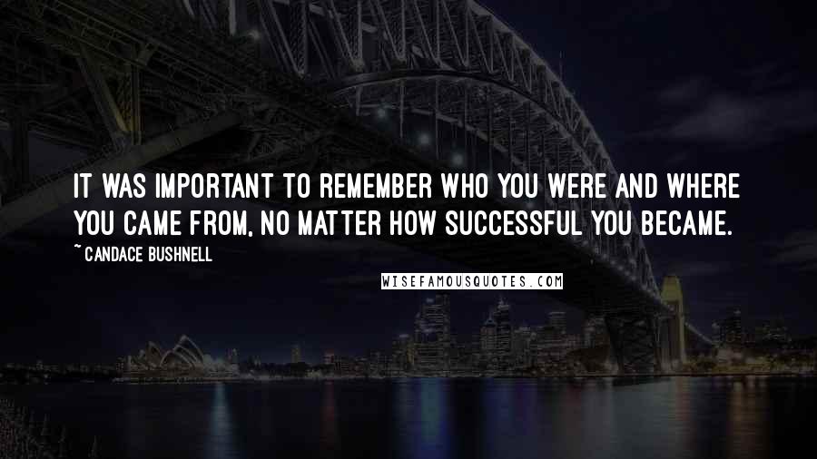 Candace Bushnell Quotes: It was important to remember who you were and where you came from, no matter how successful you became.