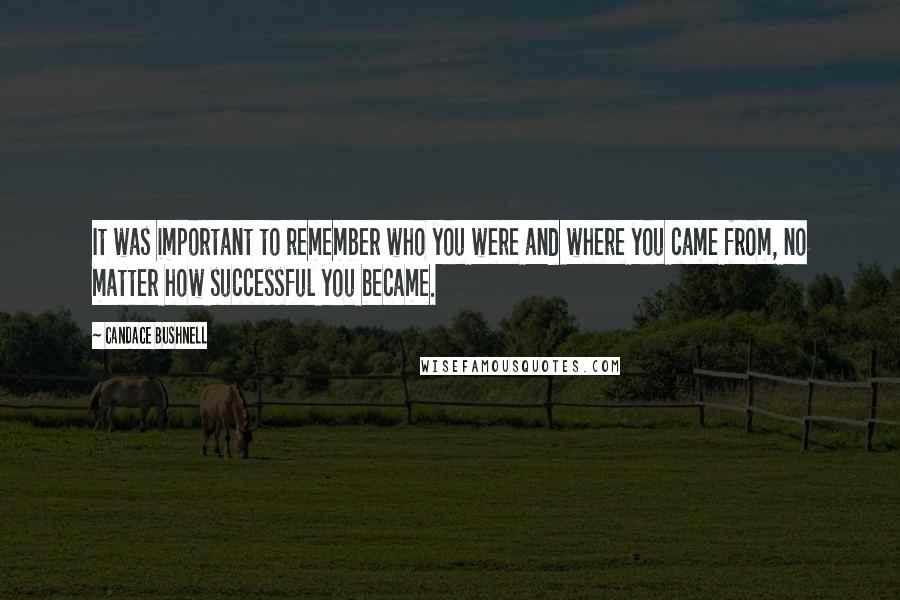 Candace Bushnell Quotes: It was important to remember who you were and where you came from, no matter how successful you became.