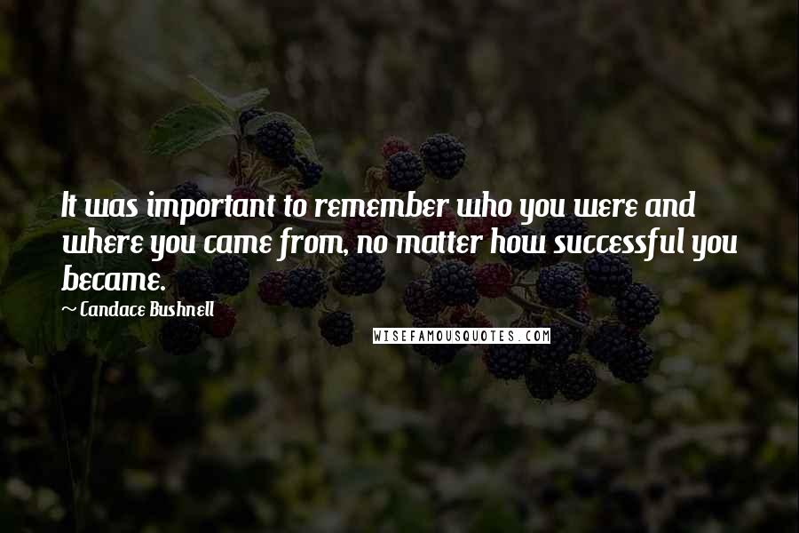 Candace Bushnell Quotes: It was important to remember who you were and where you came from, no matter how successful you became.