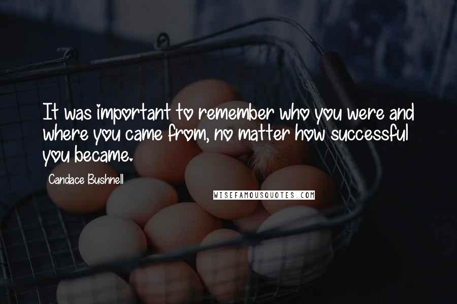 Candace Bushnell Quotes: It was important to remember who you were and where you came from, no matter how successful you became.