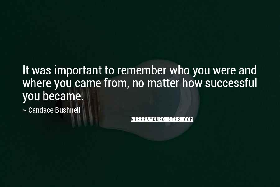 Candace Bushnell Quotes: It was important to remember who you were and where you came from, no matter how successful you became.