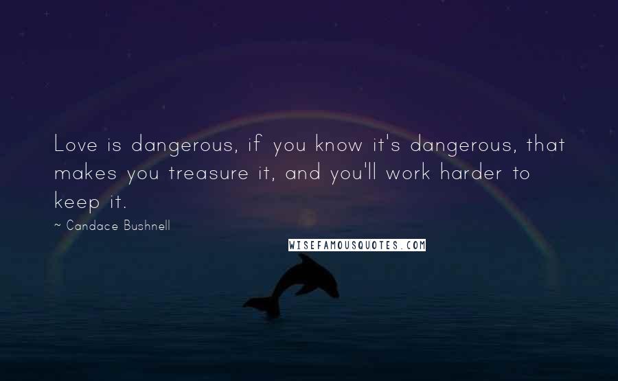 Candace Bushnell Quotes: Love is dangerous, if you know it's dangerous, that makes you treasure it, and you'll work harder to keep it.