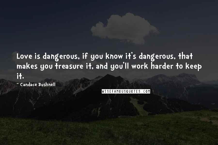 Candace Bushnell Quotes: Love is dangerous, if you know it's dangerous, that makes you treasure it, and you'll work harder to keep it.