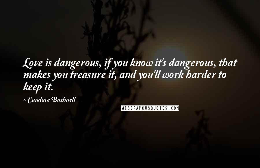 Candace Bushnell Quotes: Love is dangerous, if you know it's dangerous, that makes you treasure it, and you'll work harder to keep it.