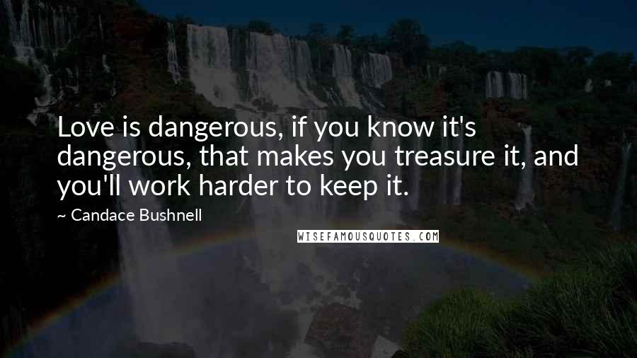 Candace Bushnell Quotes: Love is dangerous, if you know it's dangerous, that makes you treasure it, and you'll work harder to keep it.