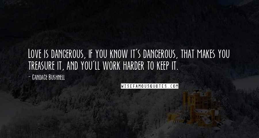 Candace Bushnell Quotes: Love is dangerous, if you know it's dangerous, that makes you treasure it, and you'll work harder to keep it.