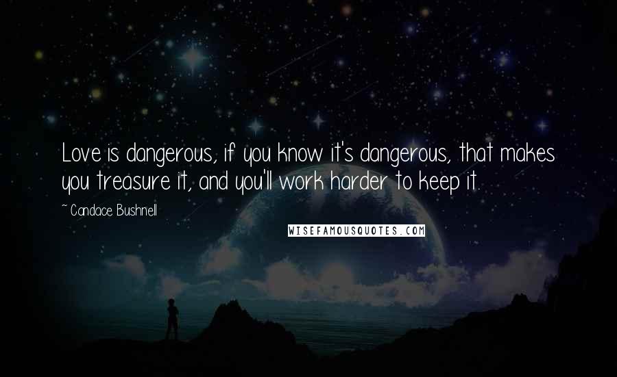 Candace Bushnell Quotes: Love is dangerous, if you know it's dangerous, that makes you treasure it, and you'll work harder to keep it.