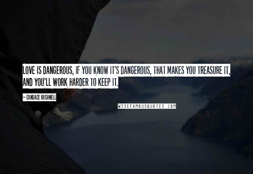 Candace Bushnell Quotes: Love is dangerous, if you know it's dangerous, that makes you treasure it, and you'll work harder to keep it.