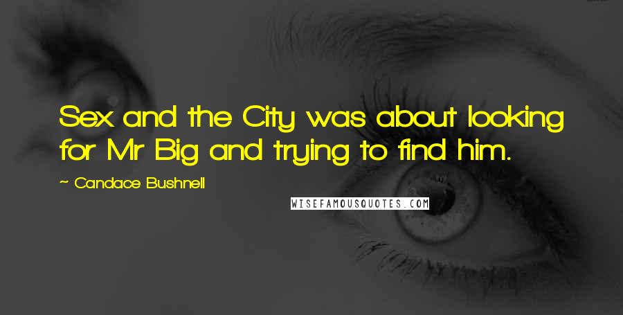 Candace Bushnell Quotes: Sex and the City was about looking for Mr Big and trying to find him.