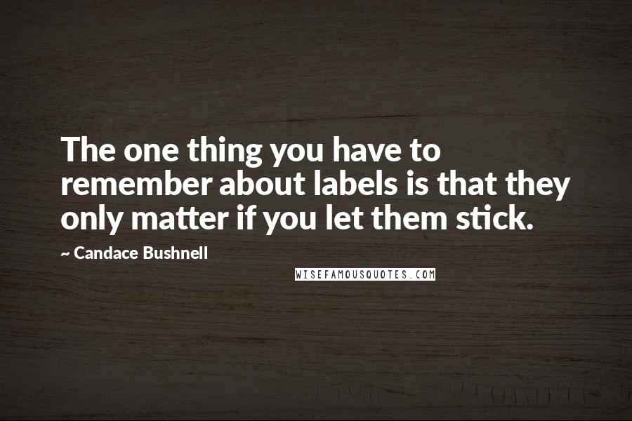 Candace Bushnell Quotes: The one thing you have to remember about labels is that they only matter if you let them stick.