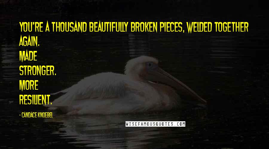 Candace Knoebel Quotes: You're a thousand beautifully broken pieces, welded together again. Made stronger. More resilient.