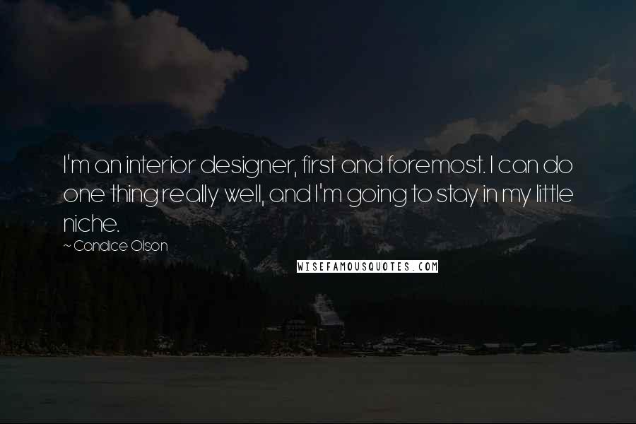 Candice Olson Quotes: I'm an interior designer, first and foremost. I can do one thing really well, and I'm going to stay in my little niche.