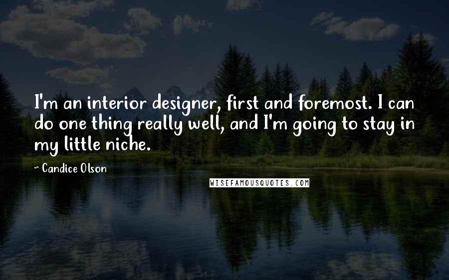 Candice Olson Quotes: I'm an interior designer, first and foremost. I can do one thing really well, and I'm going to stay in my little niche.