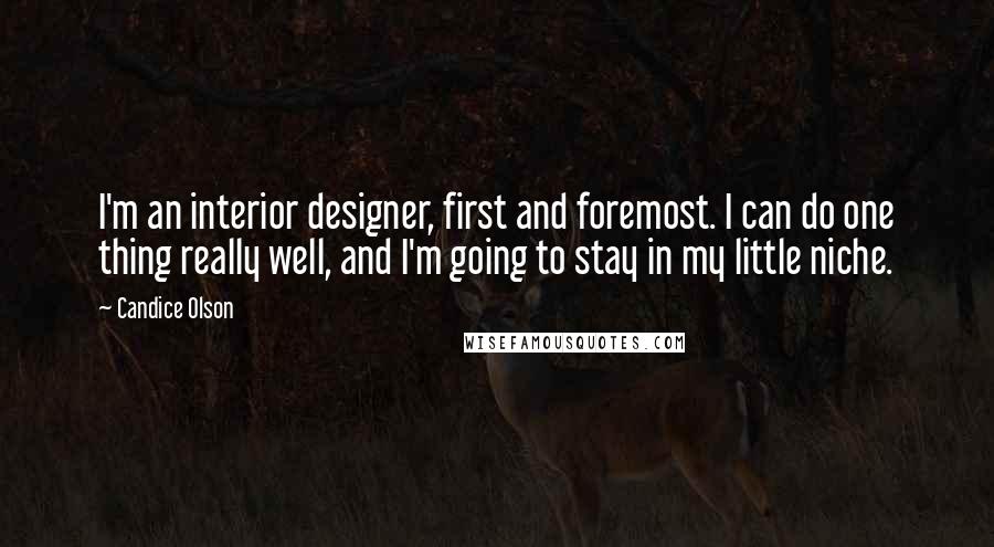 Candice Olson Quotes: I'm an interior designer, first and foremost. I can do one thing really well, and I'm going to stay in my little niche.