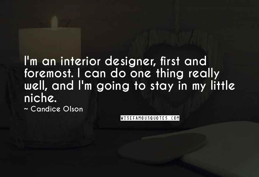 Candice Olson Quotes: I'm an interior designer, first and foremost. I can do one thing really well, and I'm going to stay in my little niche.