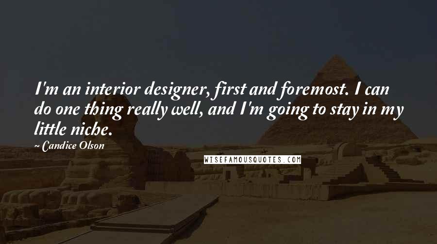 Candice Olson Quotes: I'm an interior designer, first and foremost. I can do one thing really well, and I'm going to stay in my little niche.