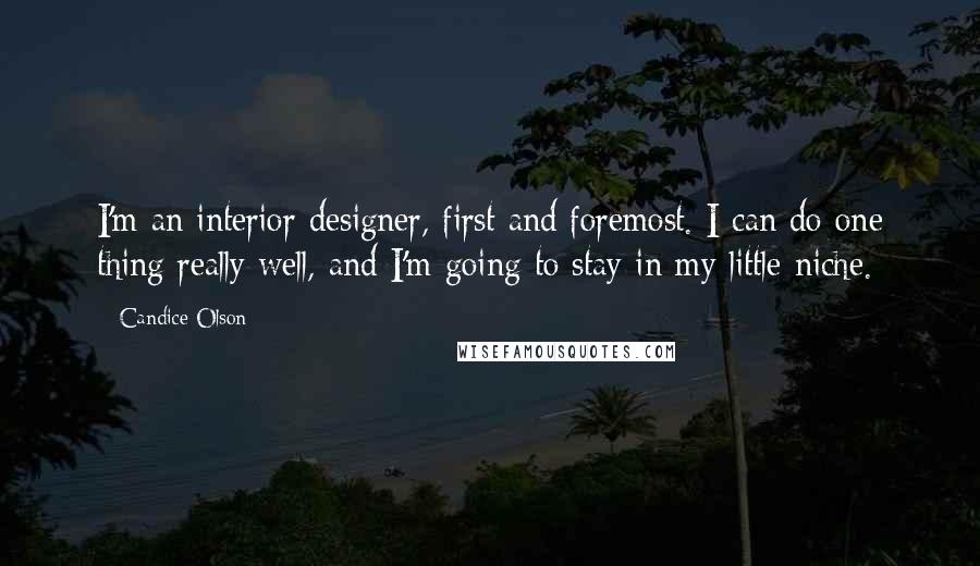 Candice Olson Quotes: I'm an interior designer, first and foremost. I can do one thing really well, and I'm going to stay in my little niche.