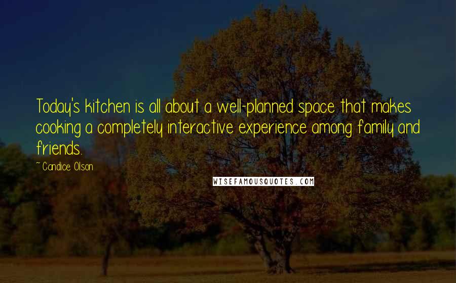 Candice Olson Quotes: Today's kitchen is all about a well-planned space that makes cooking a completely interactive experience among family and friends.