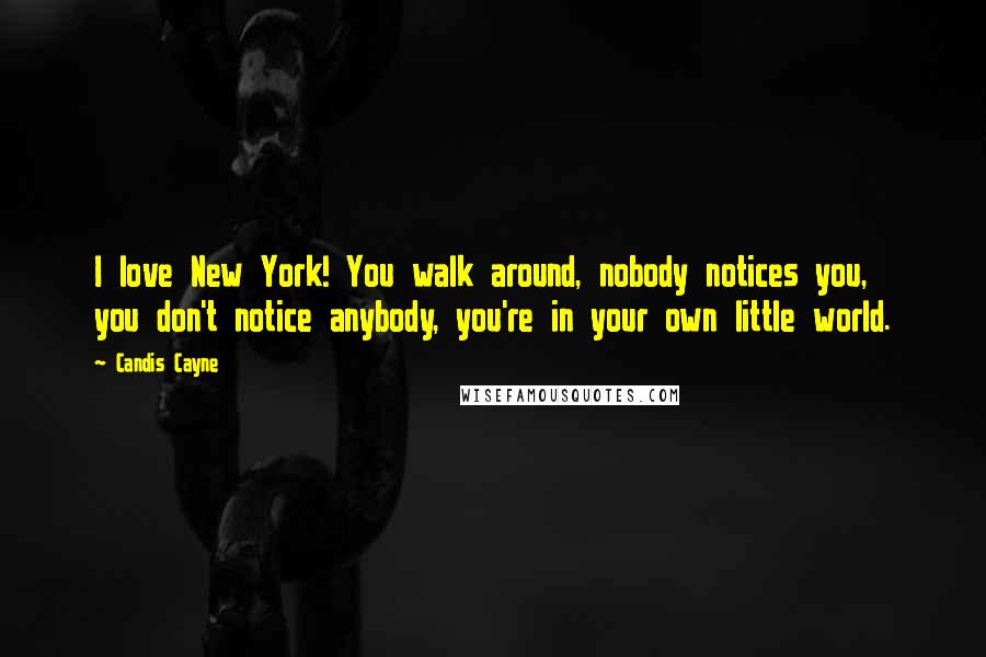 Candis Cayne Quotes: I love New York! You walk around, nobody notices you, you don't notice anybody, you're in your own little world.