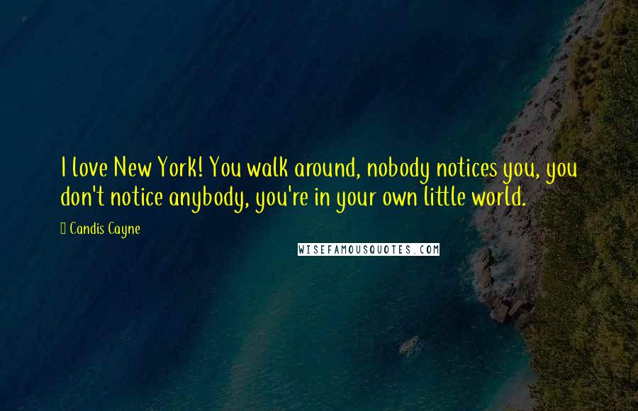 Candis Cayne Quotes: I love New York! You walk around, nobody notices you, you don't notice anybody, you're in your own little world.