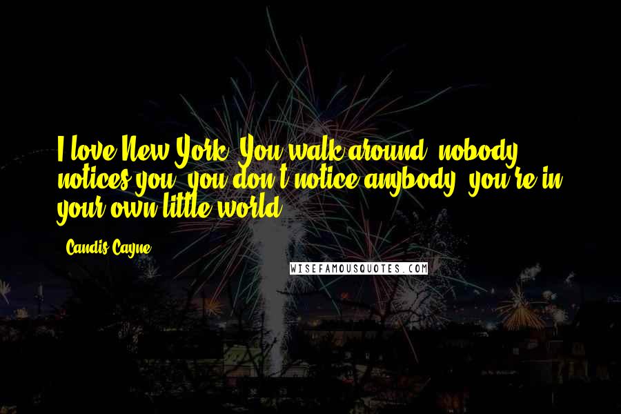 Candis Cayne Quotes: I love New York! You walk around, nobody notices you, you don't notice anybody, you're in your own little world.