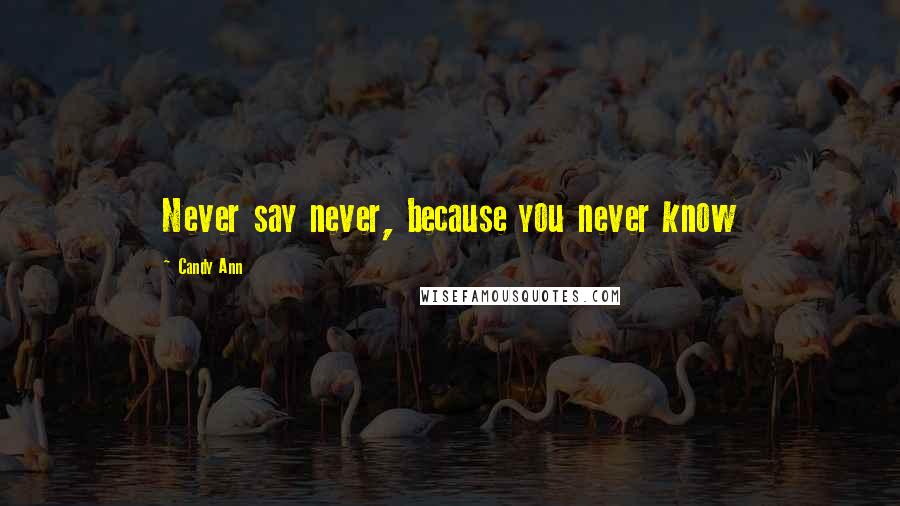 Candy Ann Quotes: Never say never, because you never know